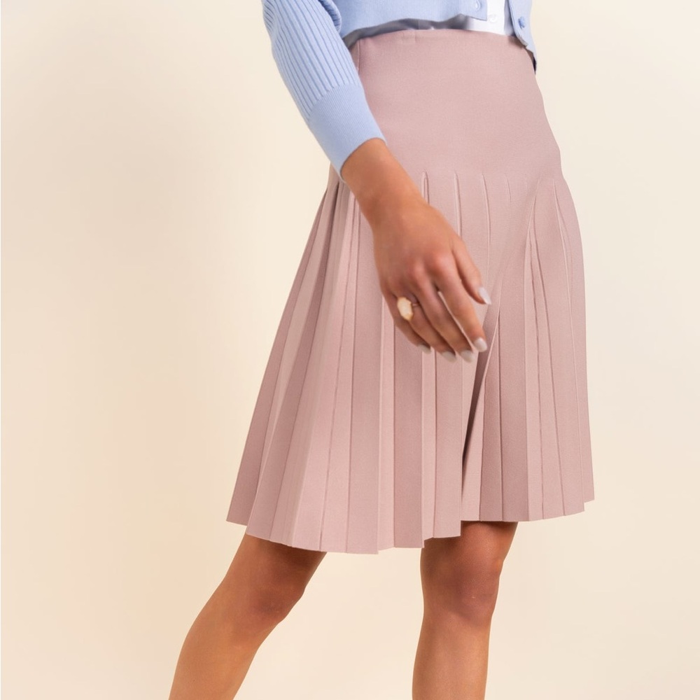 Pleated A-Line Skirt in Dusty Rose
